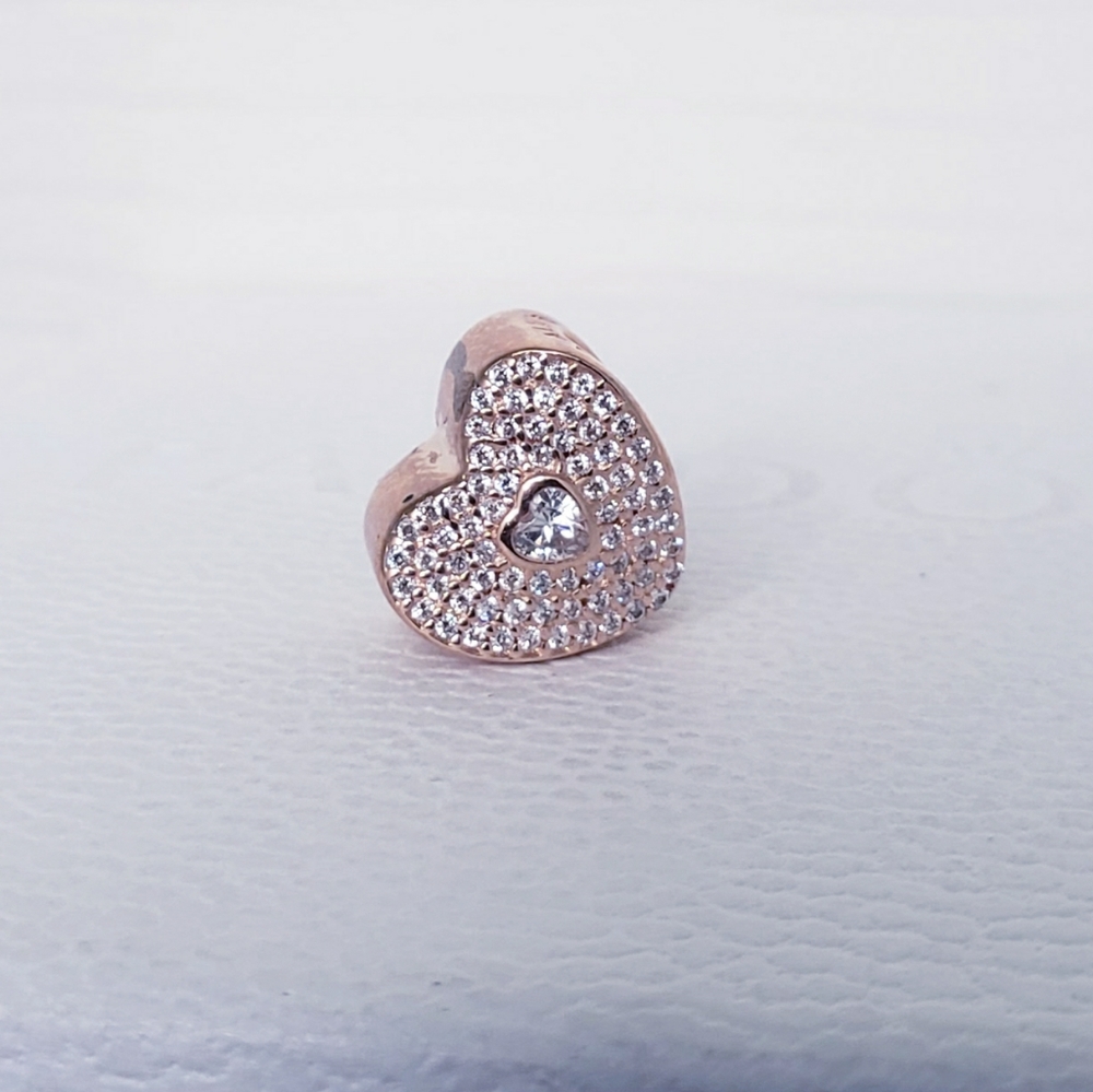 ❤️ Authentic Pandora ⭐️RETIRED⭐️ ROSE HEART CHARM - Picture 4 of 6